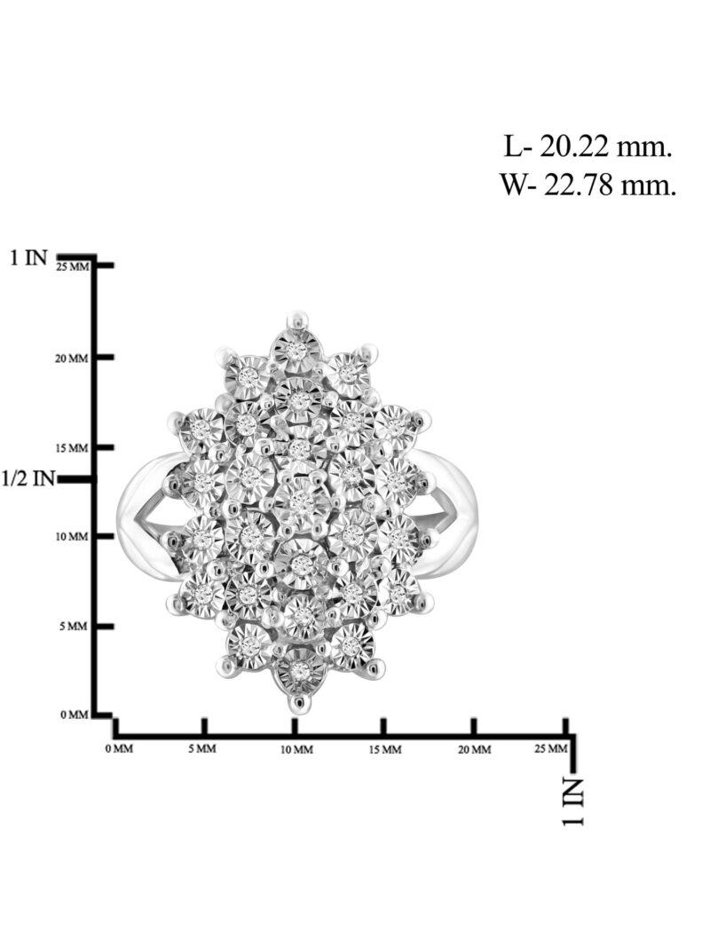 JewelersClub Sterling Silver 1/7 Carat White diamond Cluster Ring for Women | Diamonds for Everyday Womens Wear - Image 3