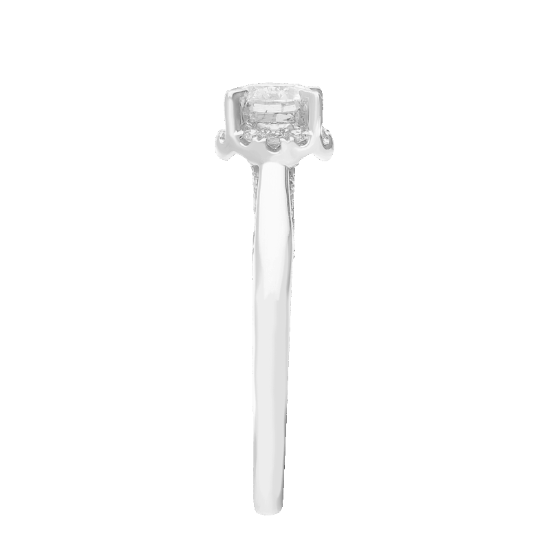 Brilliance Fine Jewelry Round 1 Carat Lab Grown Diamond Halo Bridal Ring in Sterling Silver - Image 2
