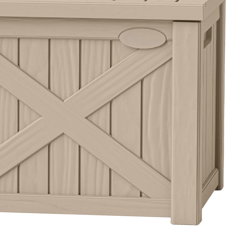 Dextrus Outdoor Waterproof 120 Gallon Resin Deck Box, Light Brown - Image 2