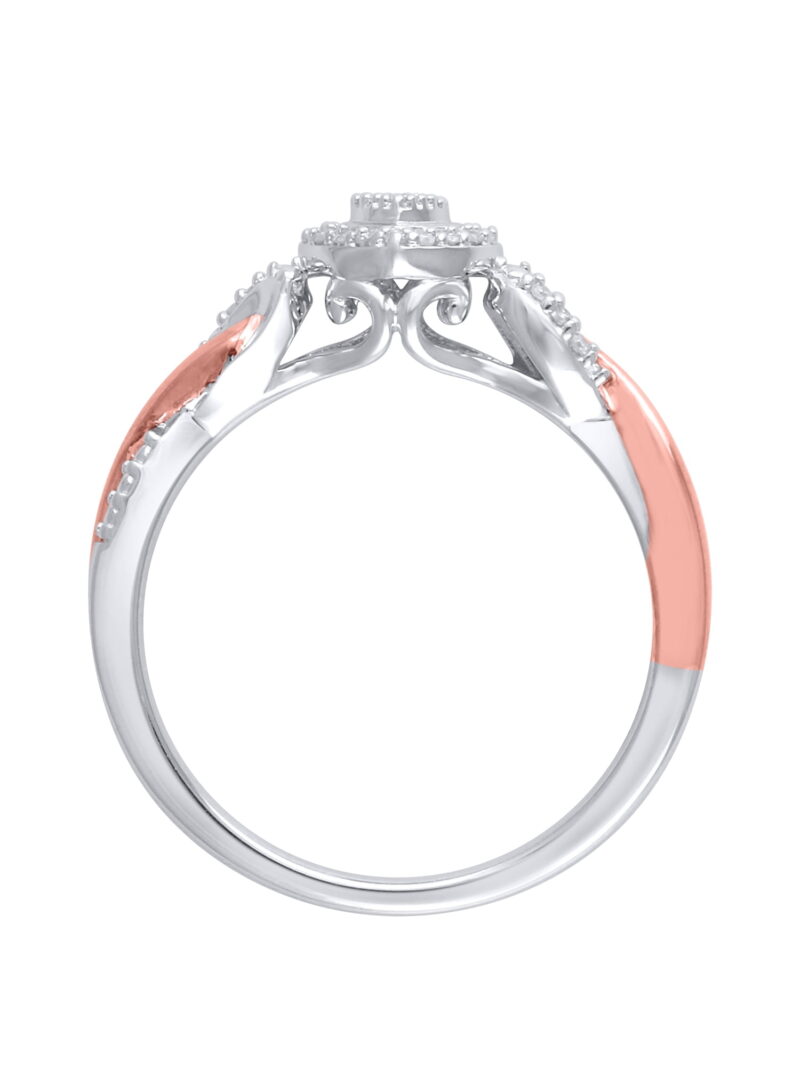 Hold My Hand 1/10 Ct Natural Diamond Promise Heart Ring for Women in 14K Rose Gold Plated - Image 2