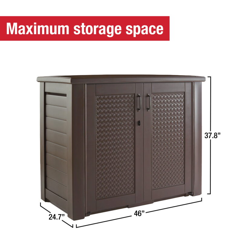 Rubbermaid Patio Chic Outdoor Resin Storage Cabinet, 123 Gallons, Dark Teak - Image 4