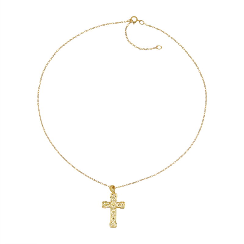 Brilliance Fine Jewelry 10KT Yellow Gold Filigree Cross Pendant with 18" Gold Filled Chain - Image 5