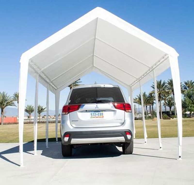 10x20 (8) Leg Portable Carport Outdoor Party Sun Shade Shelter - WHITE - 1 1/2" Frame - Image 3