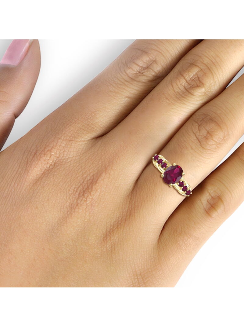JewelersClub Ruby Ring Birthstone Jewelry – 3.00 Carat Ruby 14K Gold Plated Silver Ring Jewelry – Gemstone Rings with Hypoallergenic 14K Gold Plated Silver Band - Image 4