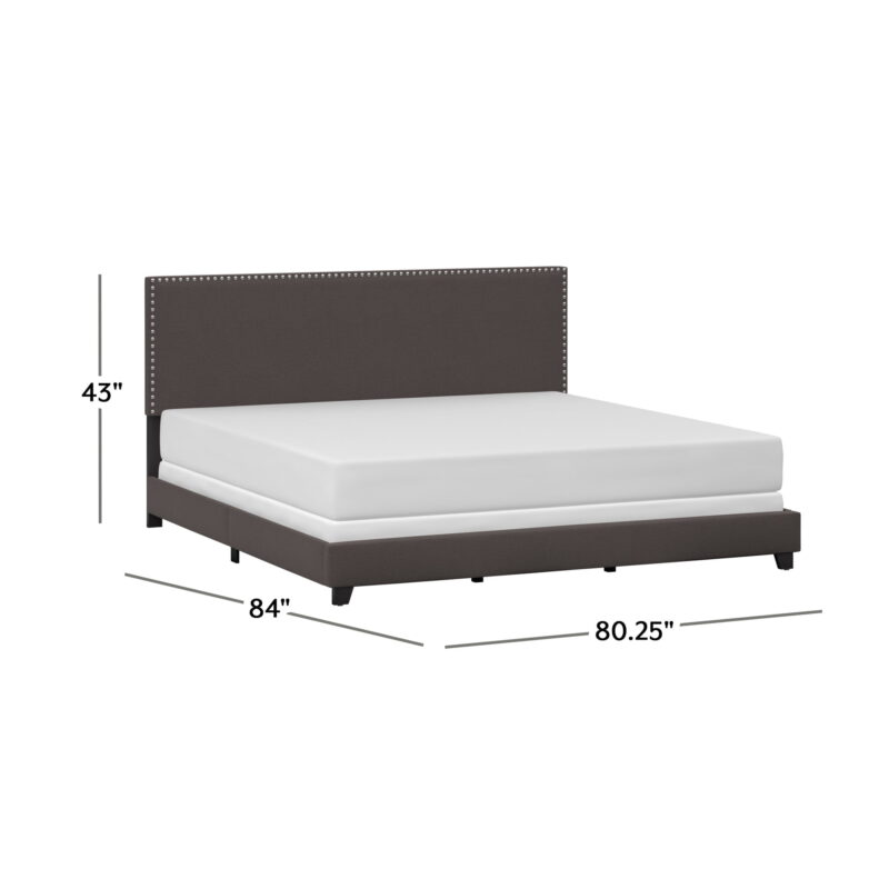 Willow Nailhead Trim Upholstered King Bed, Charcoal - Image 4