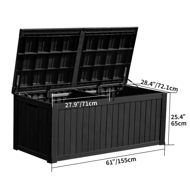 Uforic 150 Gallon Outdoor Storage Deck Box , Large Outdoor Storage Organized w/Divider,for Patio Furniture,Garden Tools, Black - Image 2