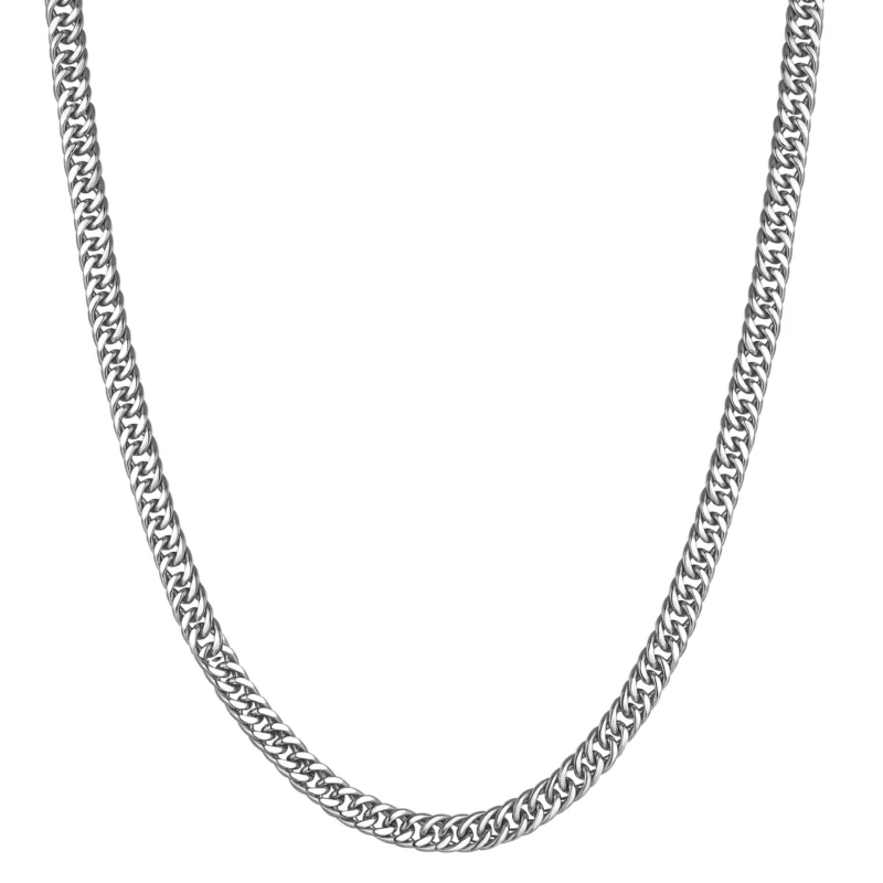 sterling silver men's 24" double curb chain necklace
